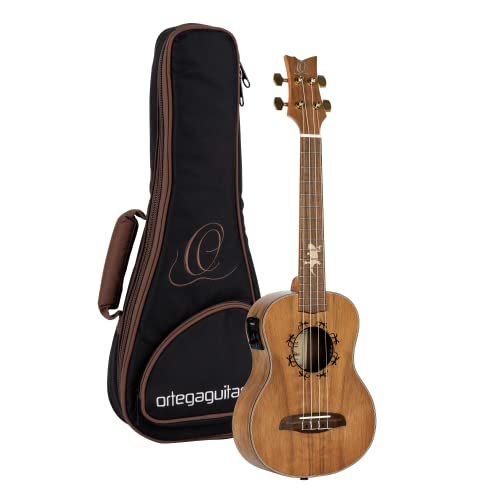 Ortega Guitars, 4-String Lizard Series Tenor Acoustic-Electric Ukulele w/Bag, Right TE-GB