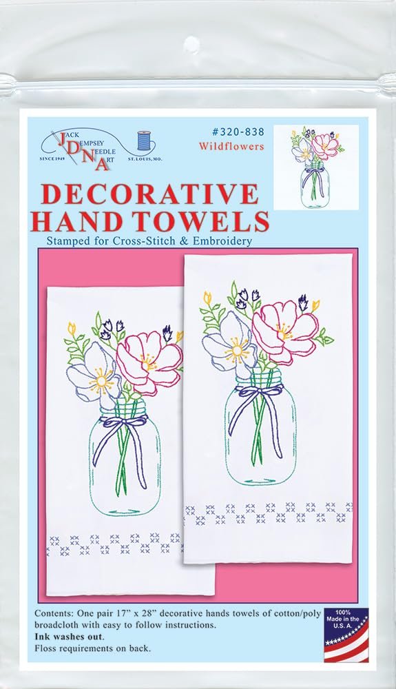 Jack Dempsey Needle Art Wildflowers Decorative Hand Towels
