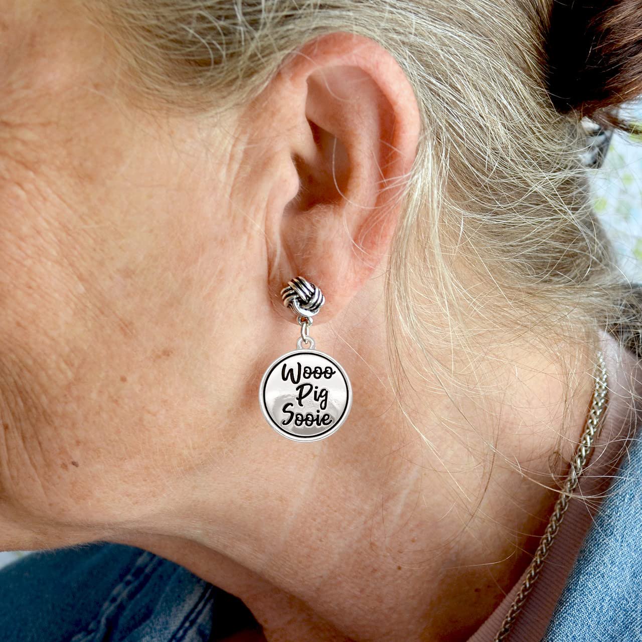 From the Heart Arkansas Razorbacks Woo Pig Sooie Silver Twist and Shout Earrings Jewelry Gift UA