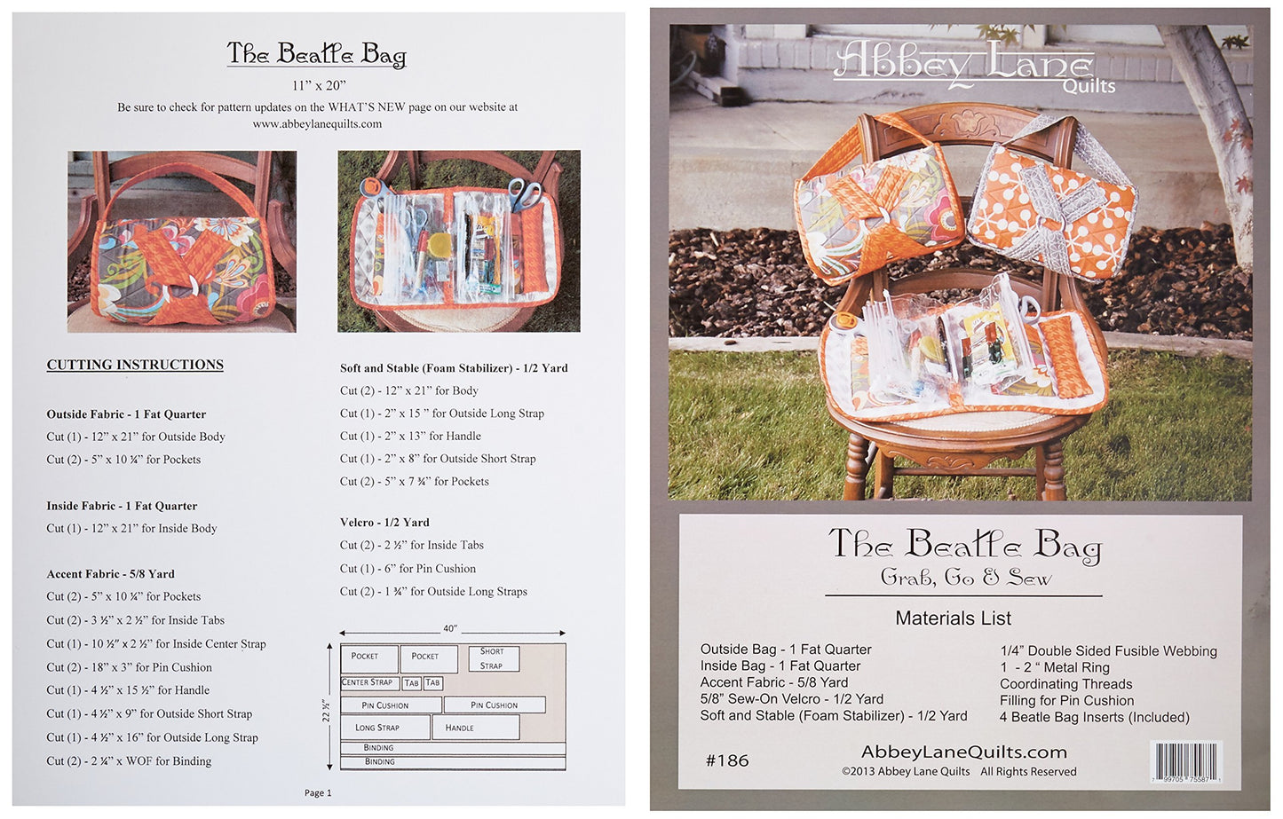 Abbey Lane Quilts Beatle Bag w/Inserts Ptrn