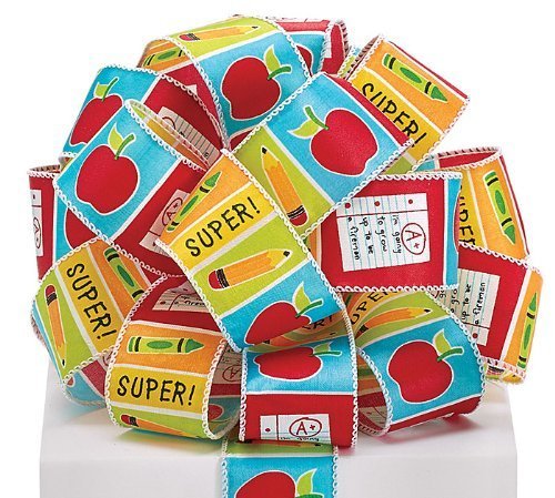 Burton & Burton Celebrate Teacher Satin Ribbon 1.5" Wide 20 Yard roll Gift Bow Wreath Decor