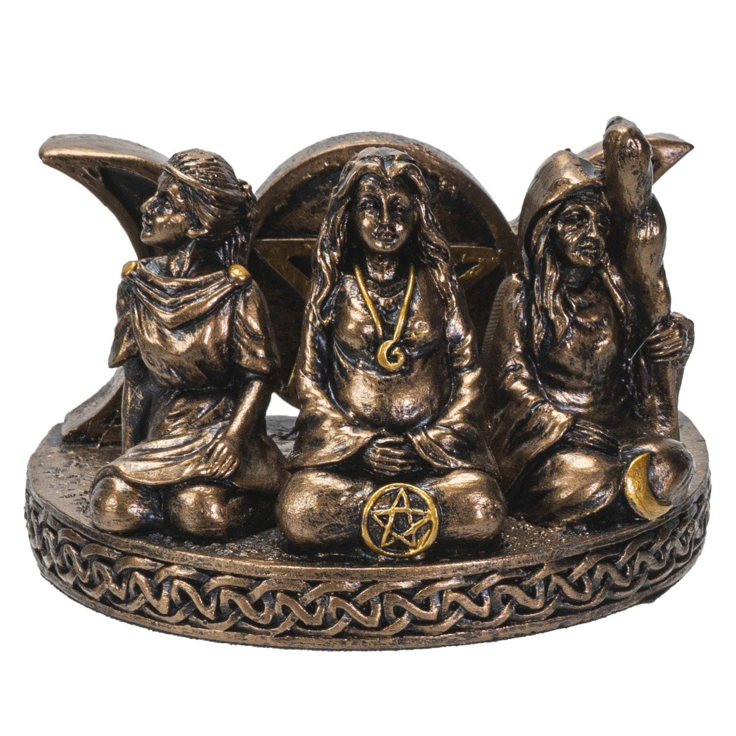 Pacific Trading Company Mother Maiden Crone Business Card Holder for Women, Hand Painted Celtic Triple Goddess Desktop Name Cards Display Organizer, 3 1/2 inch x 2 1/2 inch x 2 3/8 inch