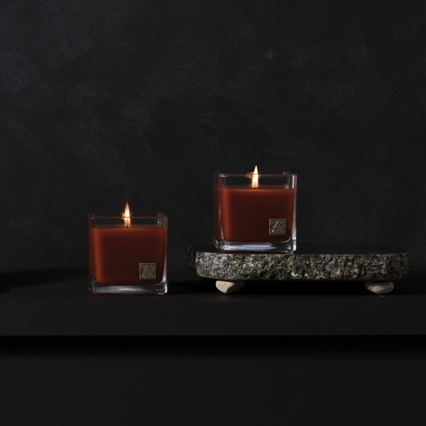 Pumpkin Spice Medium Glass Cube 12oz Candle By Aromatique