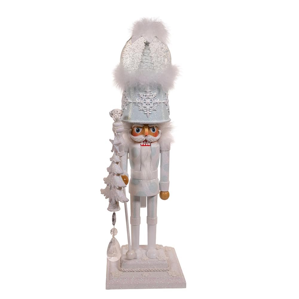 Kurt Adler Hollywood Nutcrackers Battery Operated Lit Animated Musical White Soldier Water Globes Hat Nutcracker