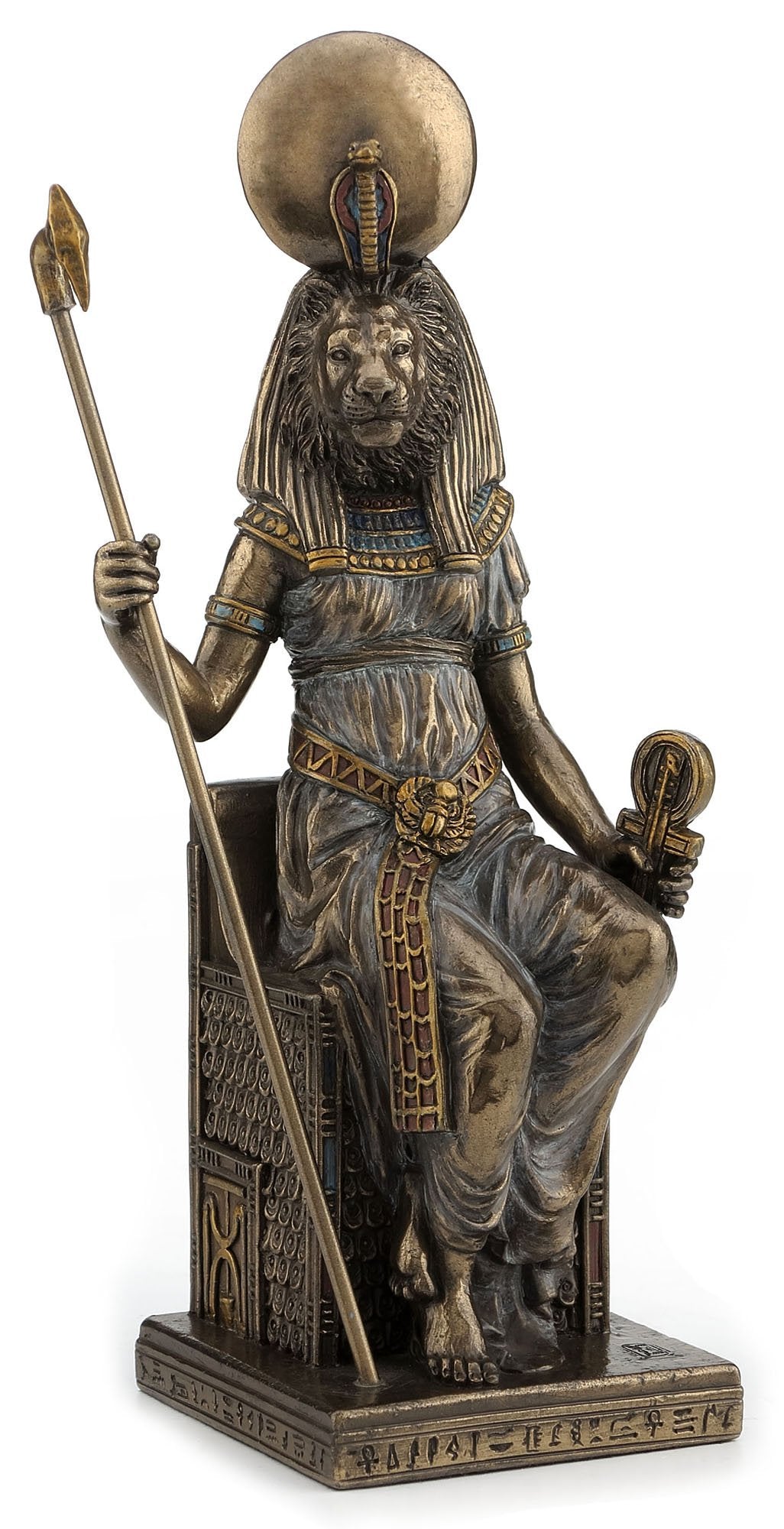 US 8.25 Inch Egyptian Sitting Sekhmet Cold Cast Bronze Sculpture Figurine