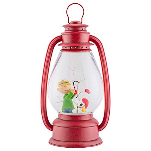 LED Snoopy and Friends Crimson Red 11 x 6 Resin Holiday Snow Globe Swirl Dome