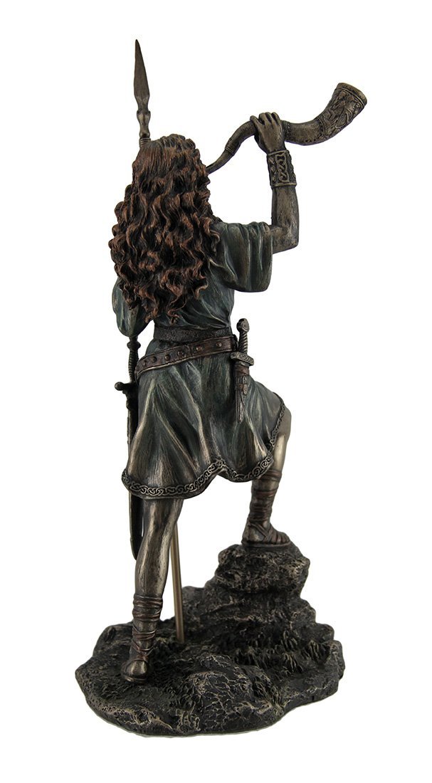 Veronese Design Boudica Warrior Queen of Iceni Holding Spear Blowing Celtic Horn Statue
