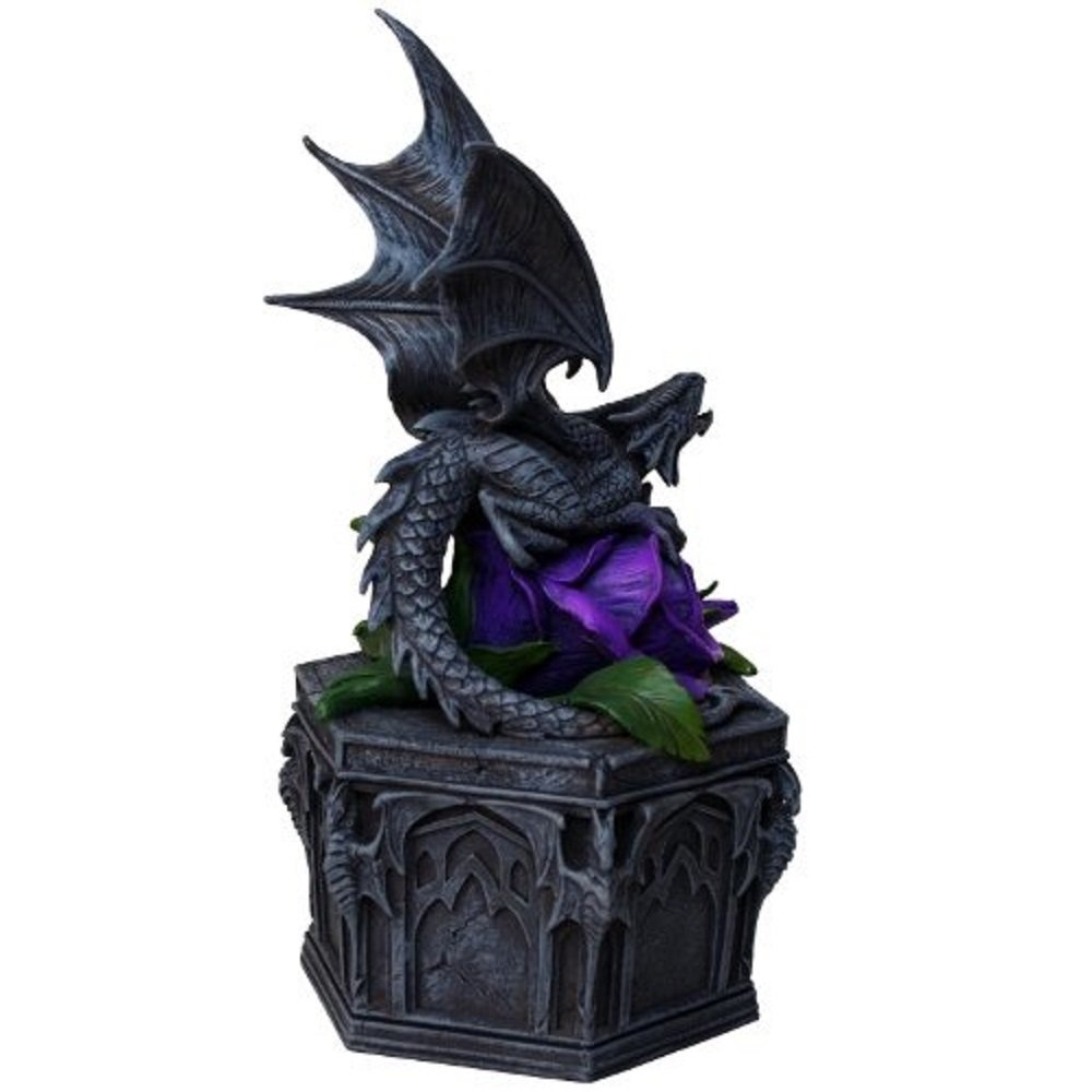 Pacific Trading Anne Stokes Gothic Dragon Beauty Box Statue Trinket Jewelry Box Purple Rose Caja Rosa Morado