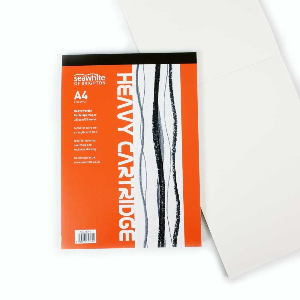Seawhite 220gsm Heavy All-Media Cartridge Pad by Seawhite Of Brighton,A4-297 x 210mm,PAD220A4