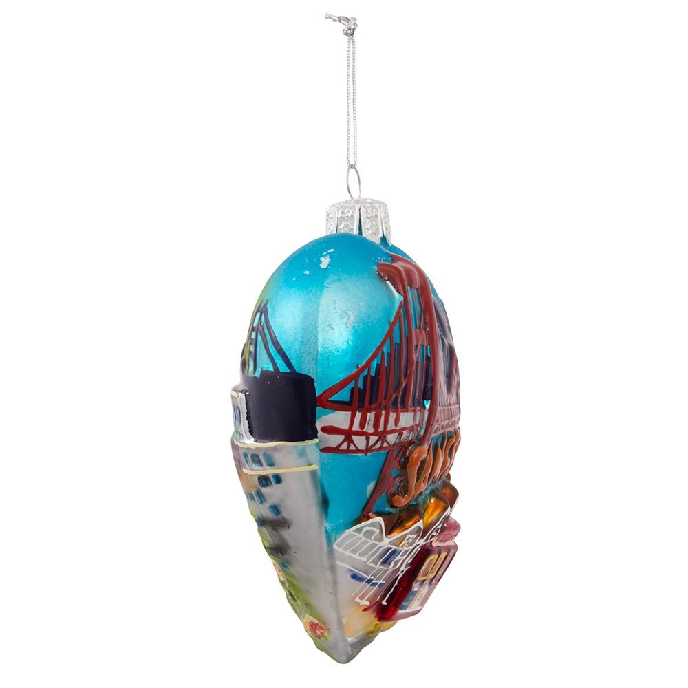 Kurt Adler 4" San Francisco Glass Heart Cityscape Ornament