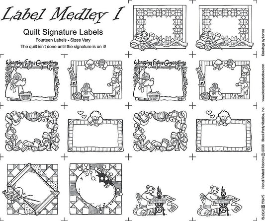 Block Party Studios Medley Labels 1 18in x 20in Panel White with Black Writing, 18" x 20"