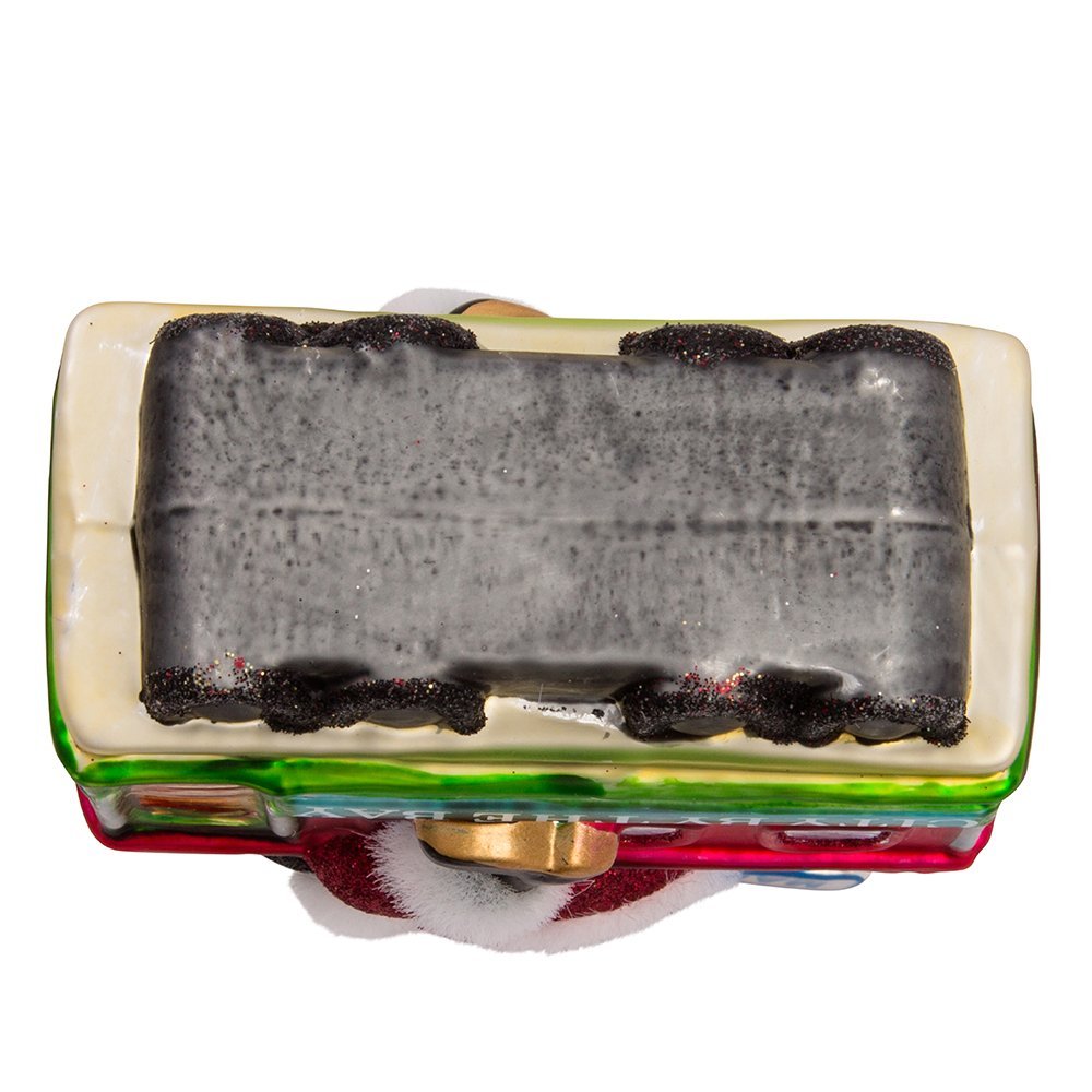 Kurt Adler Santa Sitting on San Francisco Trolley Glass Ornament, 5-Inch