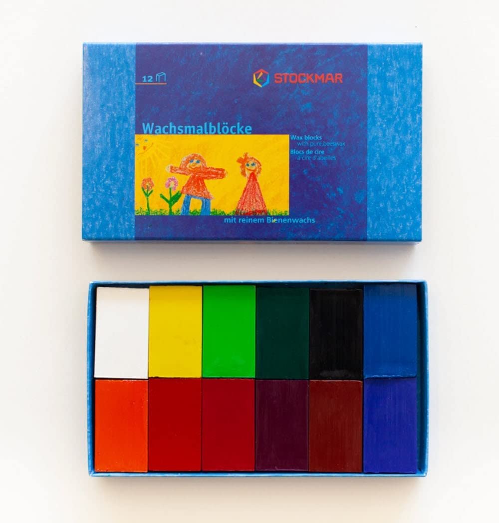 Stockmar Beeswax Crayons, Set of 12 Blocks in Carton