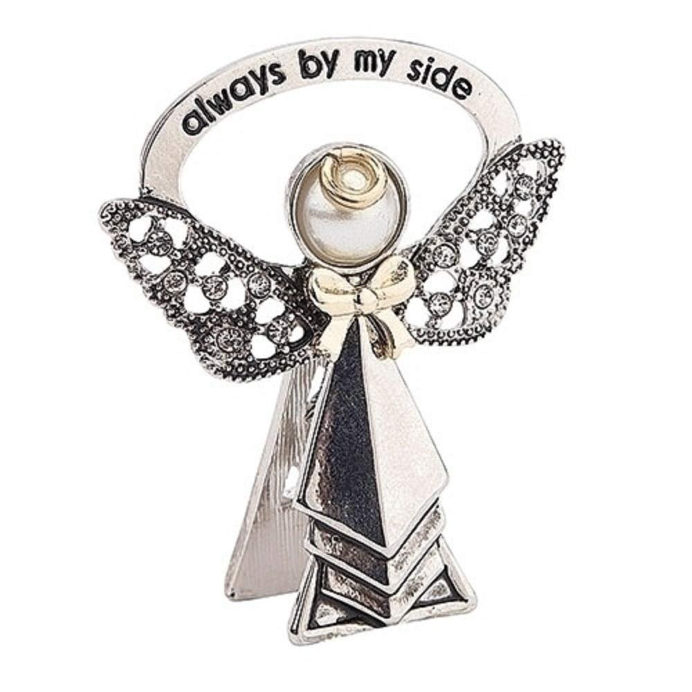 Roman 223349 Alexa's Angels Carded Always by My Side April Birthstone Bedside Angel, 1-inch Height, Zinc, Clear