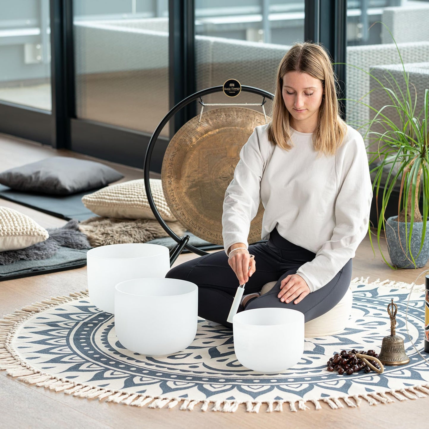 432 Hz White Frosted Crystal Singing Bowl