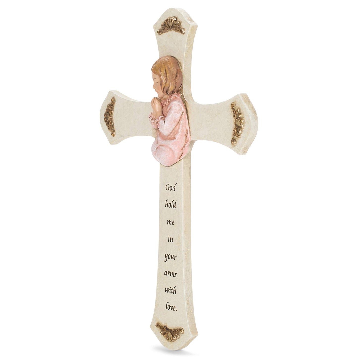 Joseph's Studio by Roman, Baby Baptism Collection, 8.25"H PRAYING GIRL CROSS, Home Décor, Devout Gift, Prayerful Inspiration (8x5x8)
