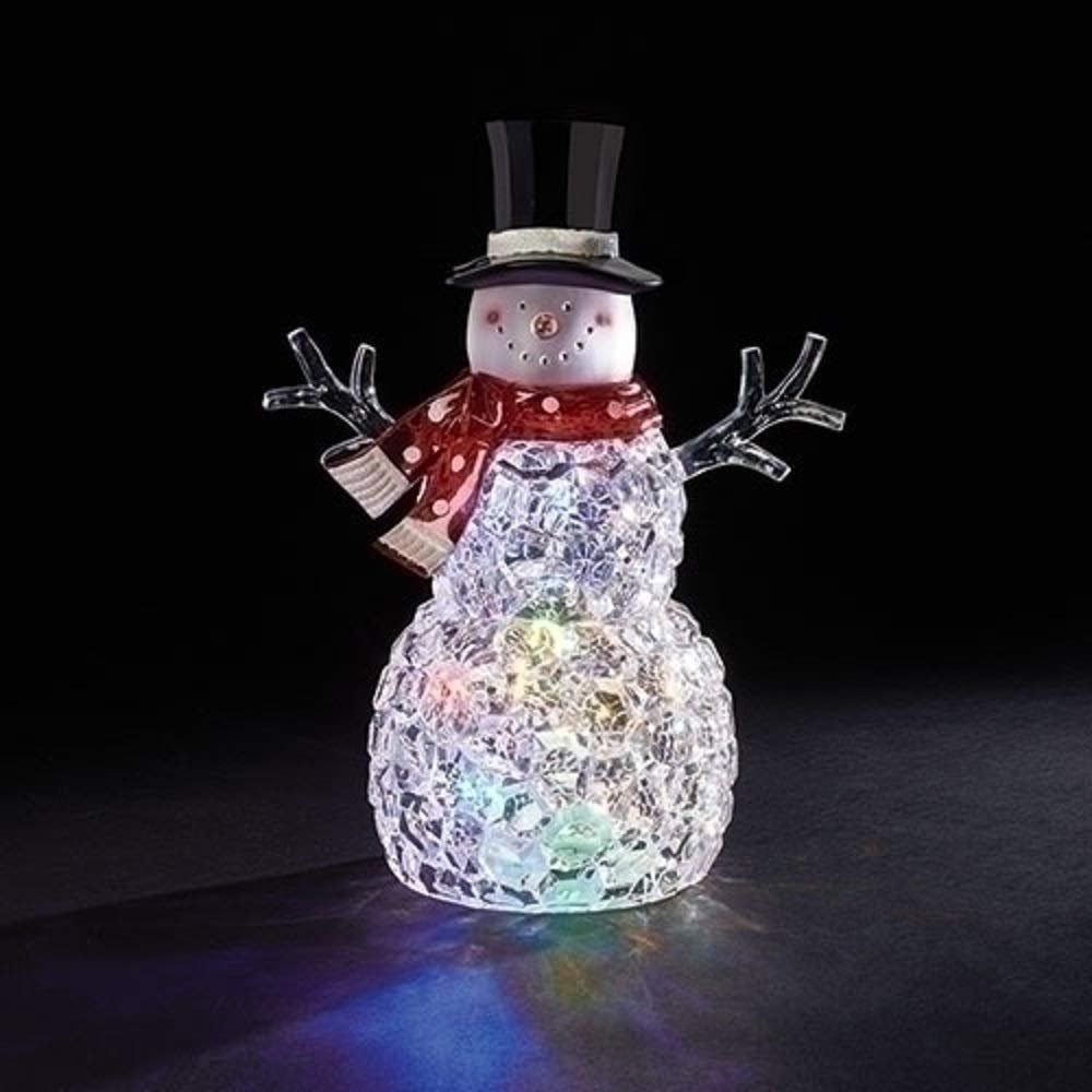 Roman Christmas Inc., Acrylic Holiday Collection, 12" H LED Snowman Rotate LITE, Lantern, Snow Globe, Holiday Home Décor, Santa, Cardinal, Nutcracker, Snowman, Reindeer