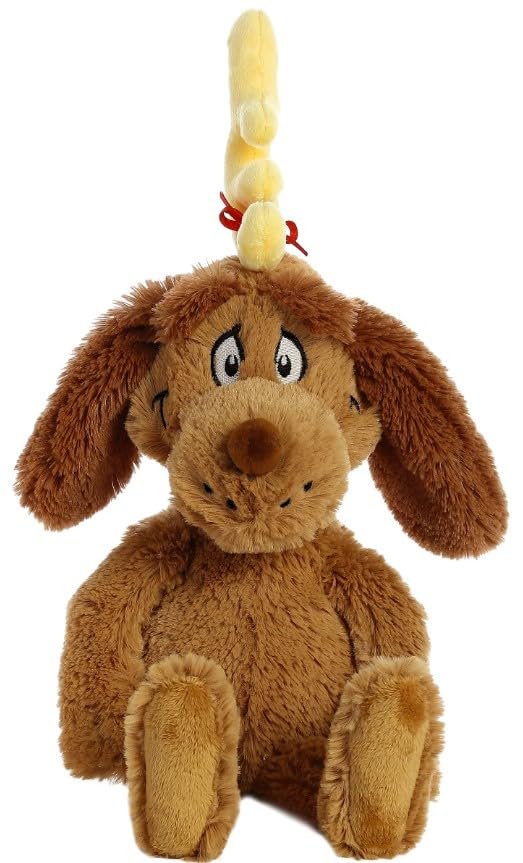 Aurora World Plush - Dr. Seuss The Grinch with Max & Cindy Lou Who, Green, Brown, Pink, White, Yellow
