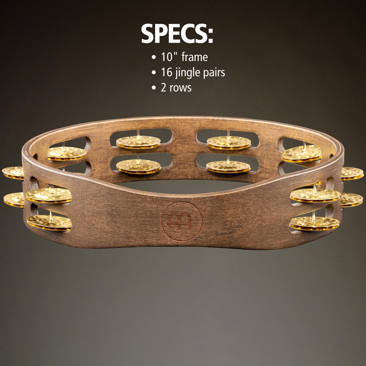 Meinl Percussion TA1V-WB 10-Inch Vintage Wood Tambourine with Single Row Hammered Brass Jingles