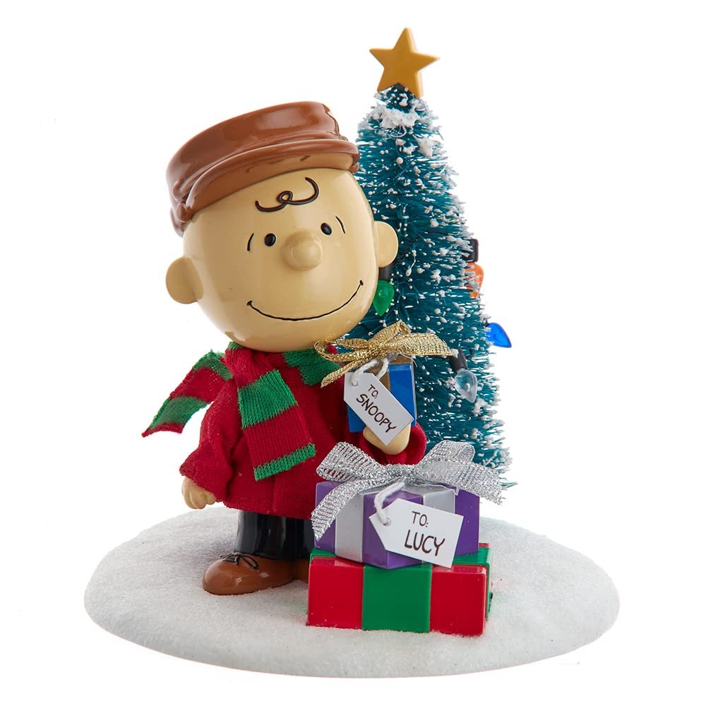 Peanuts Kurt Adler 4.5-Inch Fabric Mache Charlie Brown with Tree Table Piece