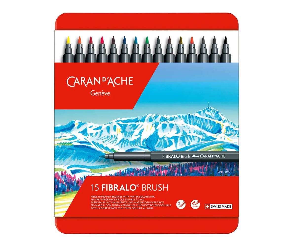 Caran d'Ache Fibralo Brush Markers - Set of 15