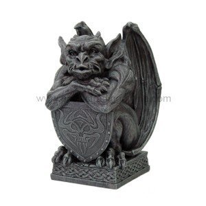 PTC 6.5 Inch Resin Medieval Gargoyle with Shield Protection Statue