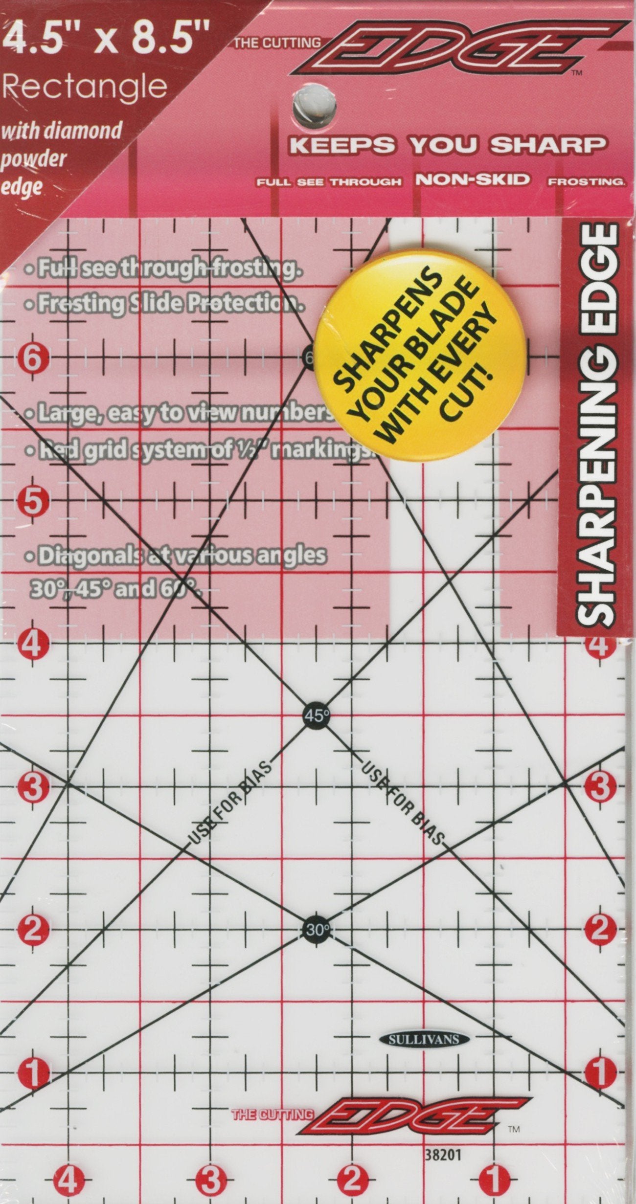 Sullivans 38201 4-1/2-Inch by 8-1/2-Inch Cutting Edge Frosted Ruler