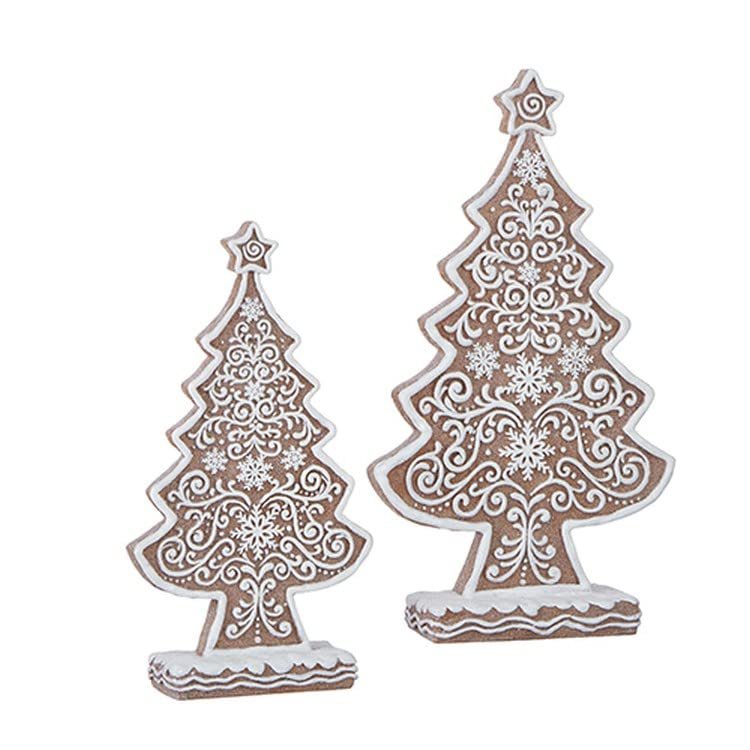 RAZ Imports 2022 Holiday in Provence 13" Frosted Gingerbread Tree, Set of 2