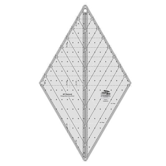 Creative Grids 60 Degree Diamond Ruler – CGR60DIA – Made in USA, Non-Slip Grip Acrylic Quilting, Sewing, Crafting, Patchwork Ruler & Template