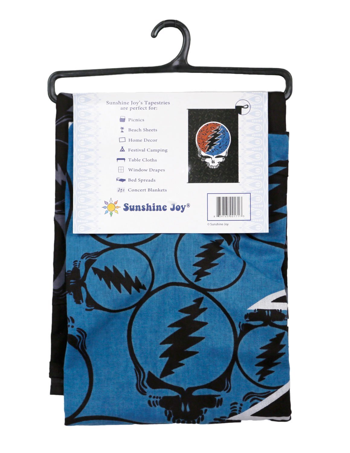 Sunshine Joy Grateful Dead Steal Your Face Tapestry Tablecloth Wall Art Beach Sheet Huge 52x80 Inches