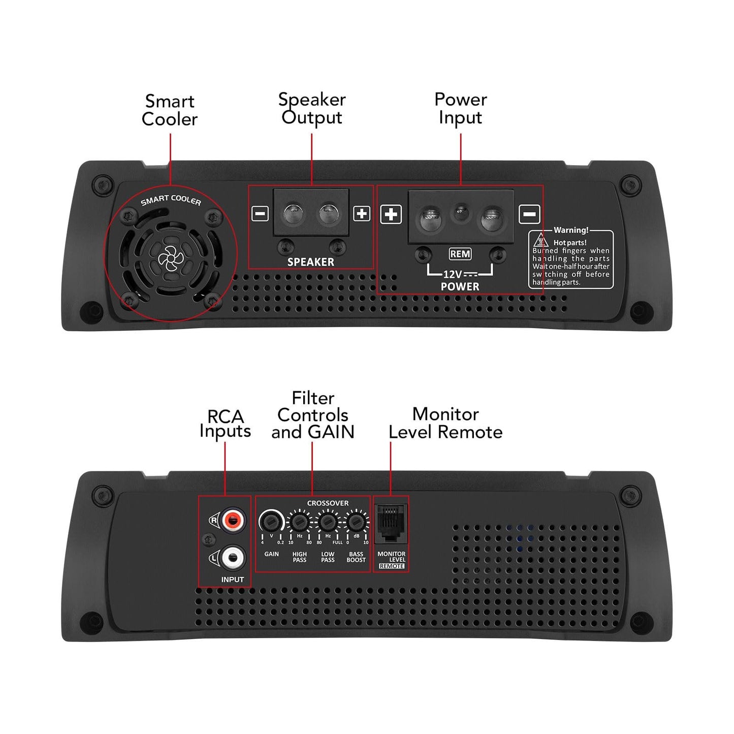 Taramps HD 3000 4 Ohms White 1 Channel Amplifier 3000 Watts RMS Digital, Crossover, Low/High Pass, Bass Boost, Gain Control, Car Audio System, Monoblock Full Range, LED Monitor Indicator, HD 3k