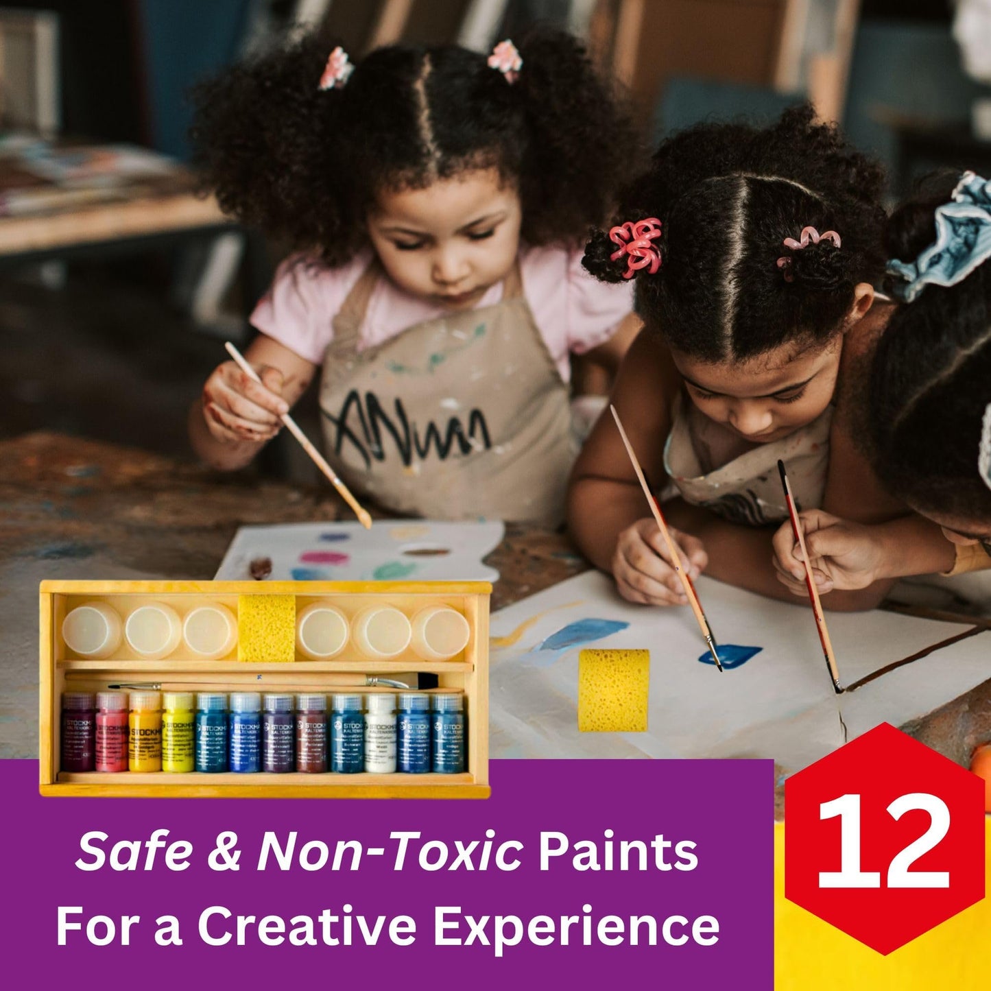 Stockmar Watercolor Paint- 6 Set, Washable Paint for Kids, Homeschoolers & Students, Waldorf Art Supplies (6 Bottles, 20 mL each)