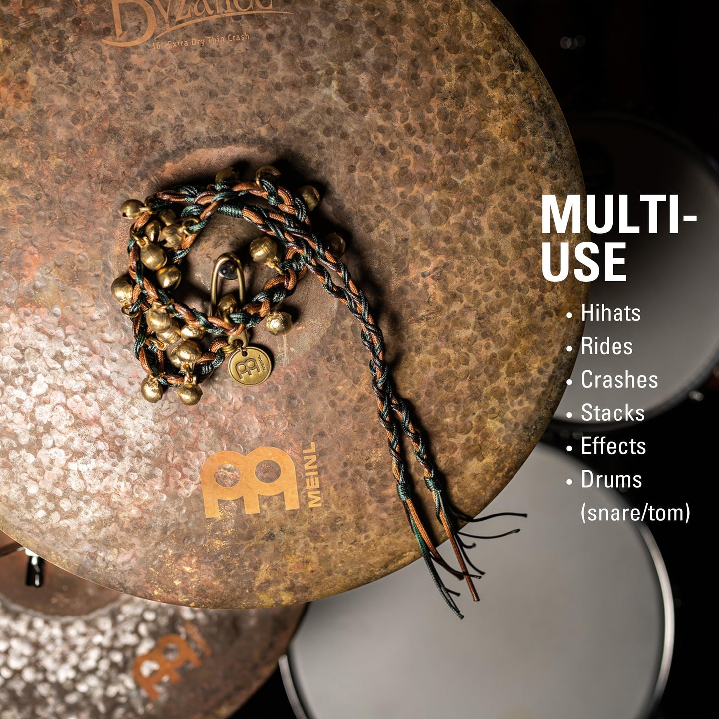 Meinl Percussion Ajuch Brass Bells, Small Size for High Pitch — Hand Tied Rope — Place on Any Hihat or Cymbal Stand for Light Jingle Sounds, Includes Canvas Bag, 2-Year Warranty, MABS