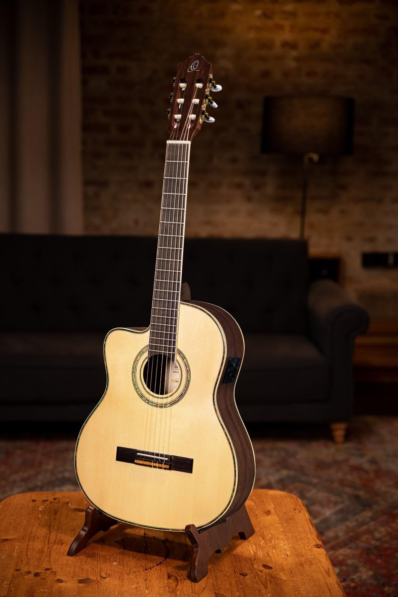 Ortega Guitars 6 String Family Series Pro Left-Handed Solid Top Acoustic-Electric Nylon Classical Guitar w/Bag, Full (RCE141NT-L)