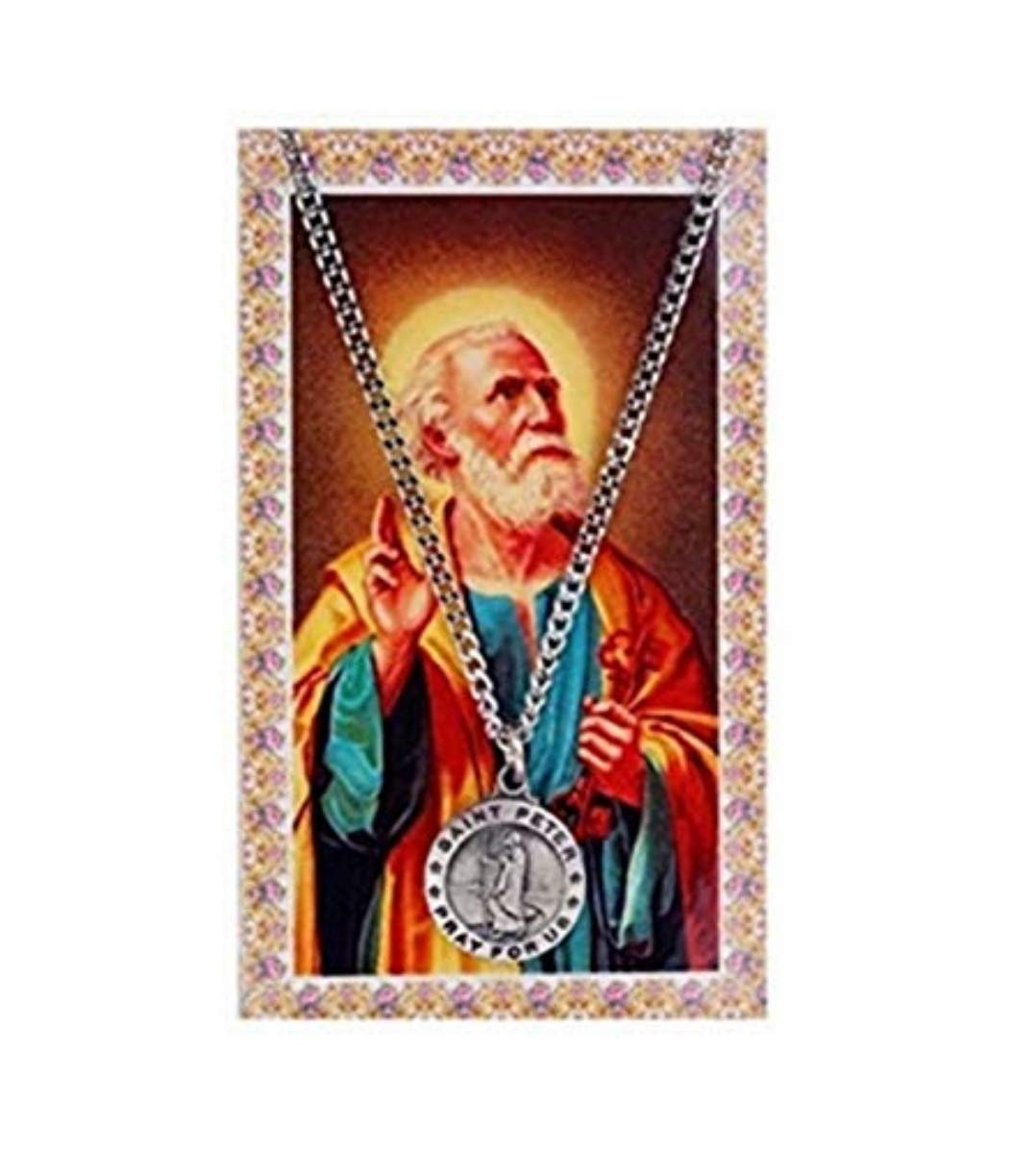 St Peter Prayer Card With Medal Catholic Christian Pendant Charm Patron Saint