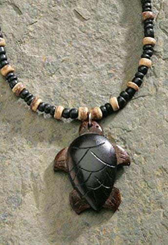 Welcome to the Islands Wooden Turtle Tiger Coconut Wood Beaded Necklace