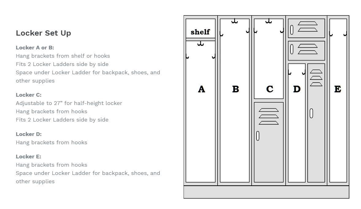 Hanging Locker Ladder Organizer For School, Work, Gym Storage | 3 Shelves | 38” x 5.5” x 9” (Blue)