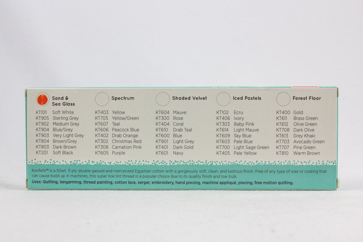 WonderFil, Specialty Threads, Konfetti, 3-Ply 100% Long Staple Double-Gassed Egyptian Cotton Thread, Sand & Sea Glass - Set of 8