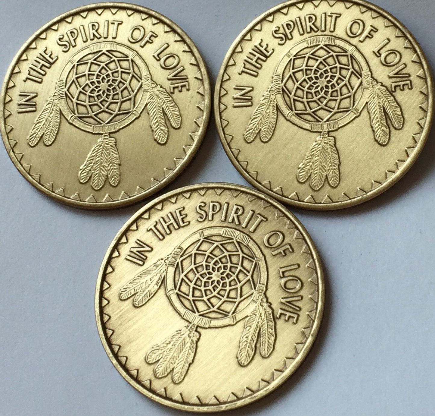 Bulk Set of 3 in The Spirit of Love Native American Great Spirit Prayer Bronze Medallion Chips