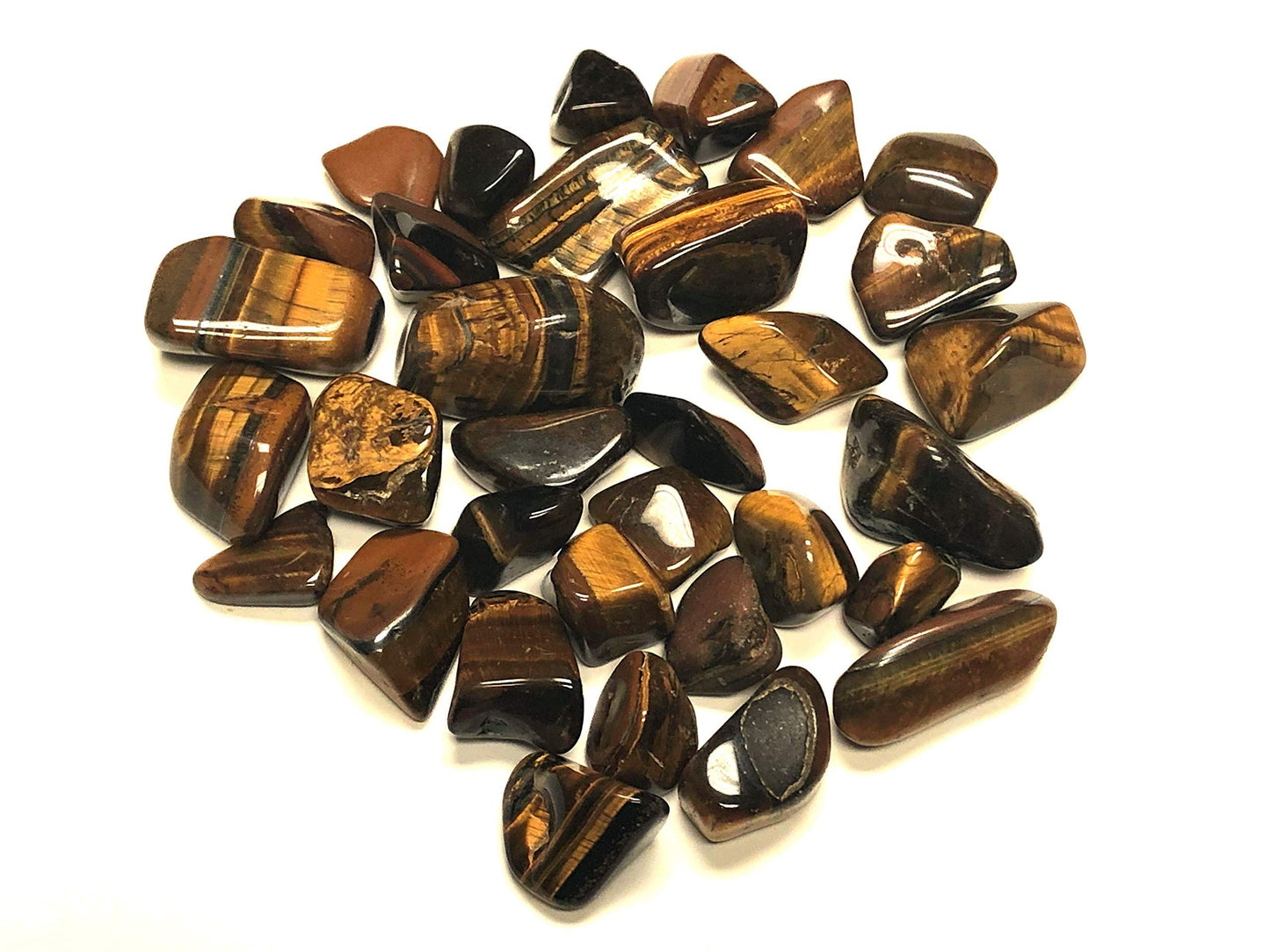 Zentron Tumbled Tiger Eye with Velvet Bag (1/2 Pound, Golden Tiger Eye)