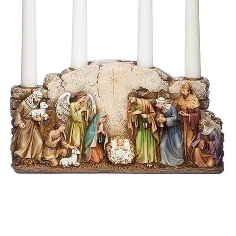 Joseph's Studio by Roman Nativity Scene Advent Candle Holder, Tabletop Christmas Decoration