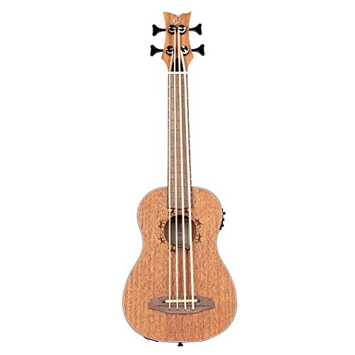 Ortega Guitars 4 String Lizard Series Left-Handed Acoustic-Electric Uke-Bass w/Bag, (LIZZY-BS-GB-L)