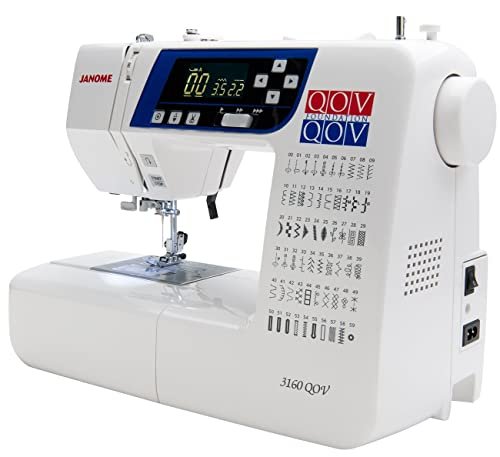 Janome 3160QOV Quilts of Valor Full-Size Quilting Sewing Machine with 60 Built-In Stitches, 6 One-Step Buttonholes, and Backlit LCD Screen (White)