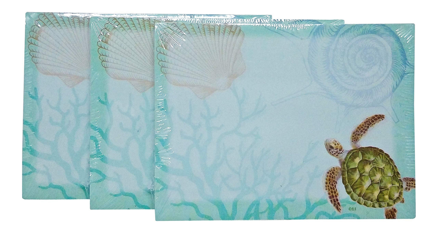 Aloha Sticky Notes - Hawaiian Sea Turtle and Shells Paper, 4x3 50 Sheets, 3 Pack