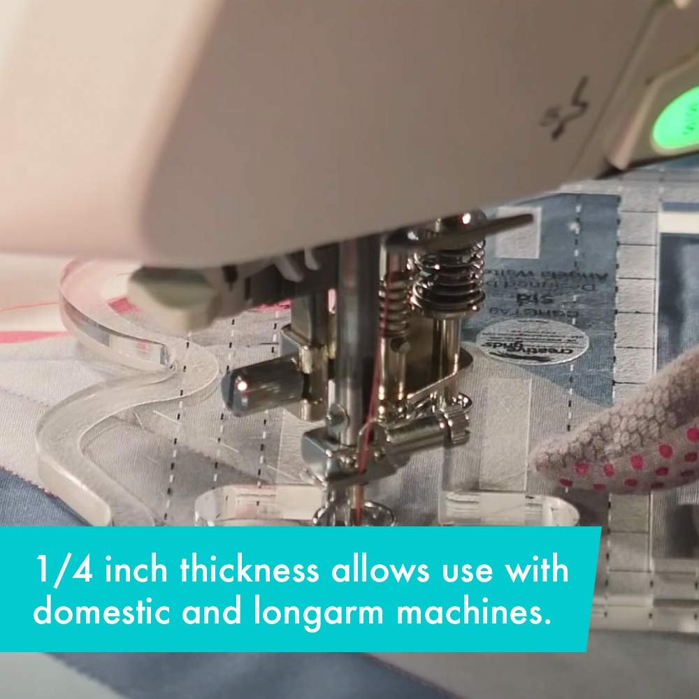 Creative Grids Machine Quilting Tool - Sid - CGRQTA9 - Made in USA, Non-Slip Grip Acrylic Quilting & Sewing Template Ruler for Free-Motion Quilt Patchwork Design on Domestic Sewing & Longarm Machines