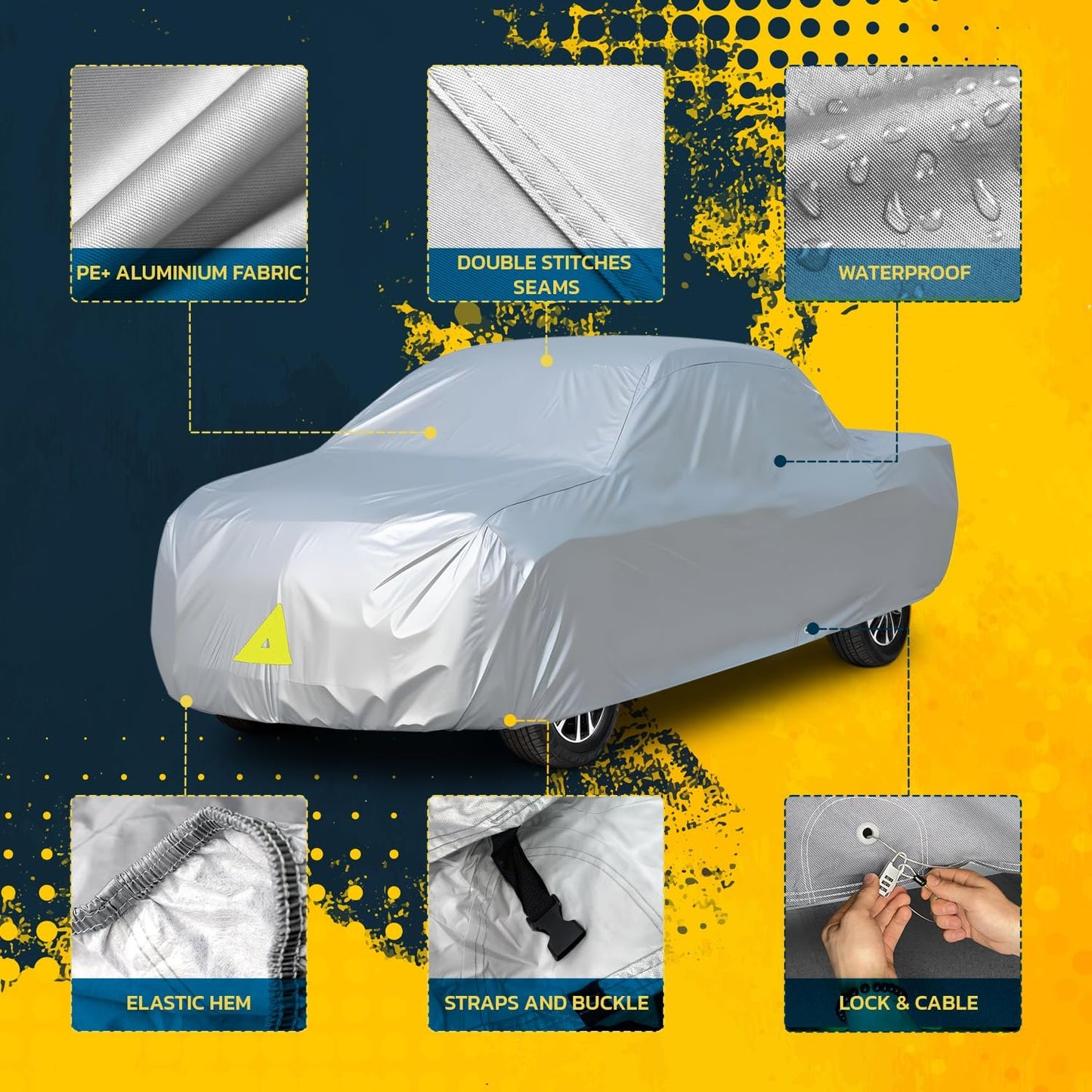Seal Skin Covers 6 Layers Truck Cover Waterproof All Weather Windproof, UV, Hail Protection Outdoor Heavy Duty Full Automobile Cover with Zipper & Reflective Universal Fit for SUV (191 to 200 inch)