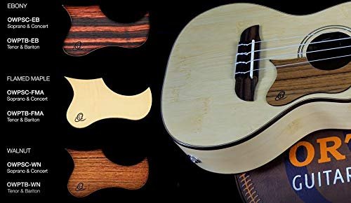 Ortega Guitars Wooden Ukulele Pickguard Fits Concert & Soprano-Flamed Maple, (OWPSC-FMA)