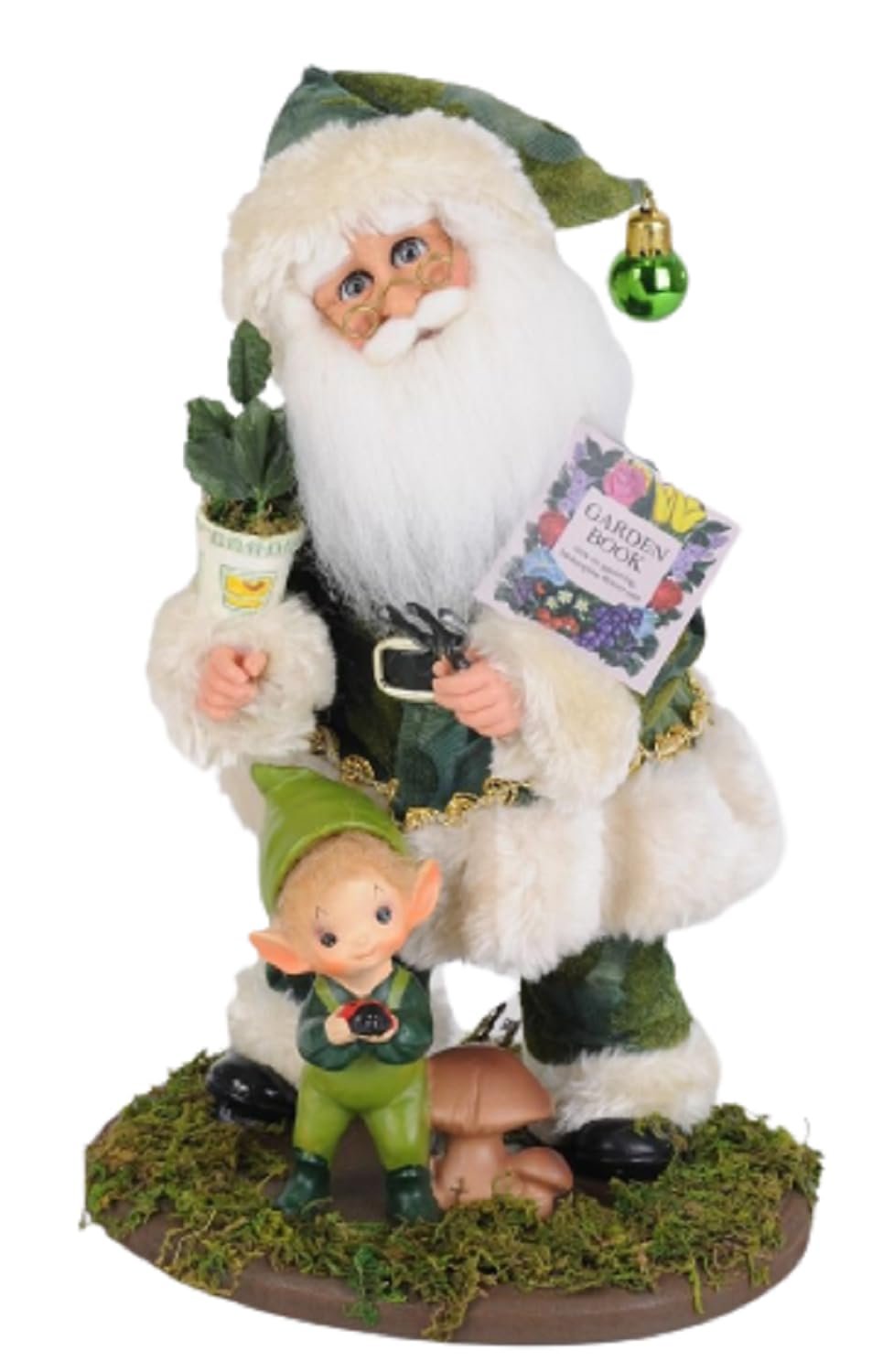 Karen Didion Originals Garden Santa Figurine, 13 Inches - Handmade Christmas Holiday Home Decorations and Collectibles