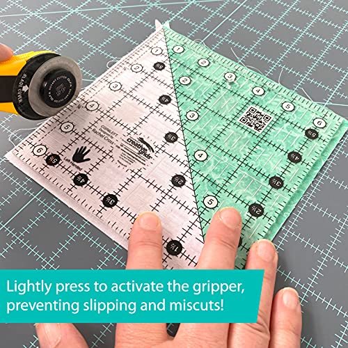 Creative Grids Quilt Ruler 6-1/2in x 6-1/2in Square – CGR6LEFT – Made in USA, Non-Slip Grip Acrylic Quilting, Sewing, Crafting, Patchwork Ruler for Measuring & Cutting Fabric