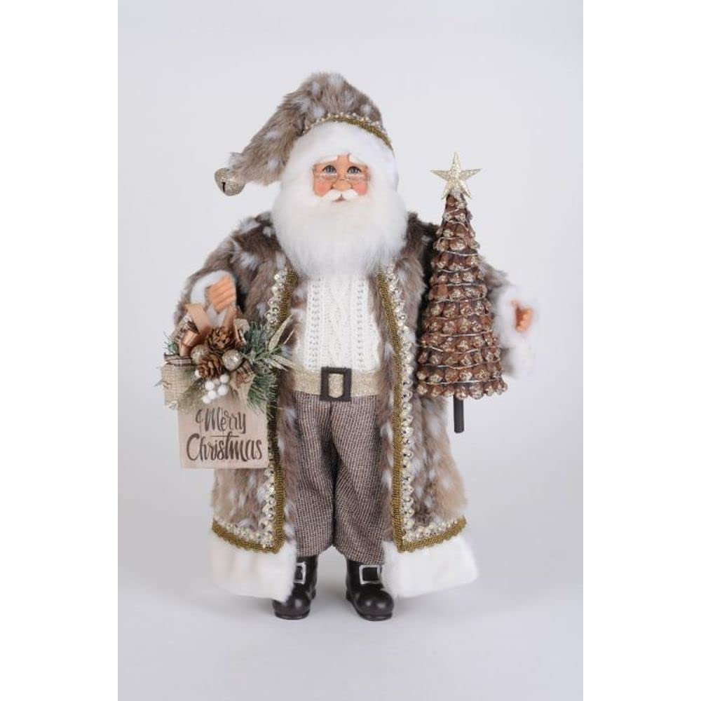 Karen Didion Natural Fawn Santa Claus Figurine, Brown
